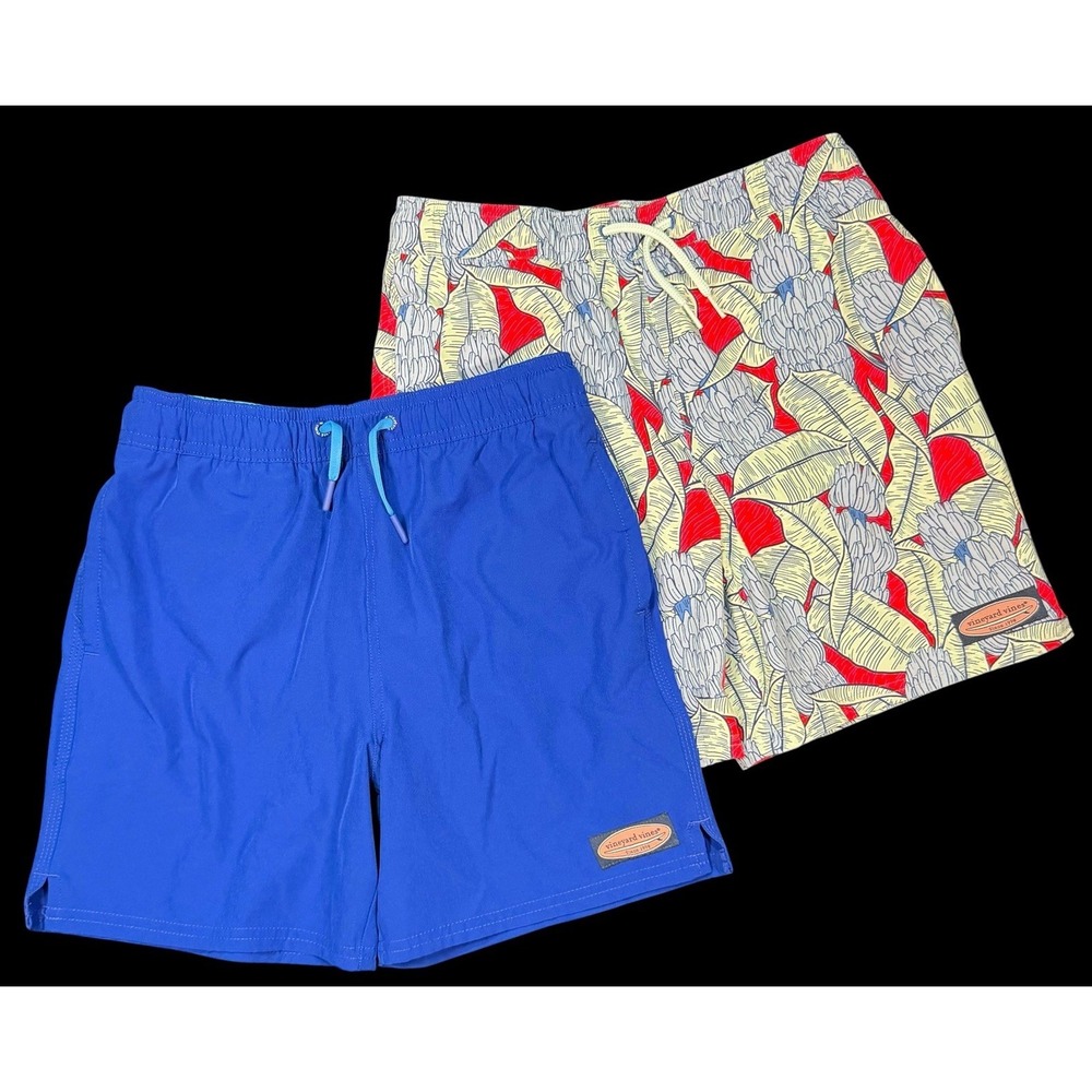 Vineyard Vines Lot Of 2 Youth Boys Swim Trunks Mesh Lined Bathing Shorts Medium